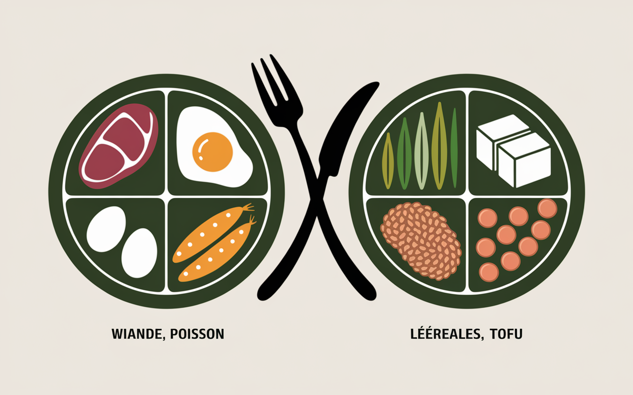 Assiettes protéines animales et végétales équilibrées