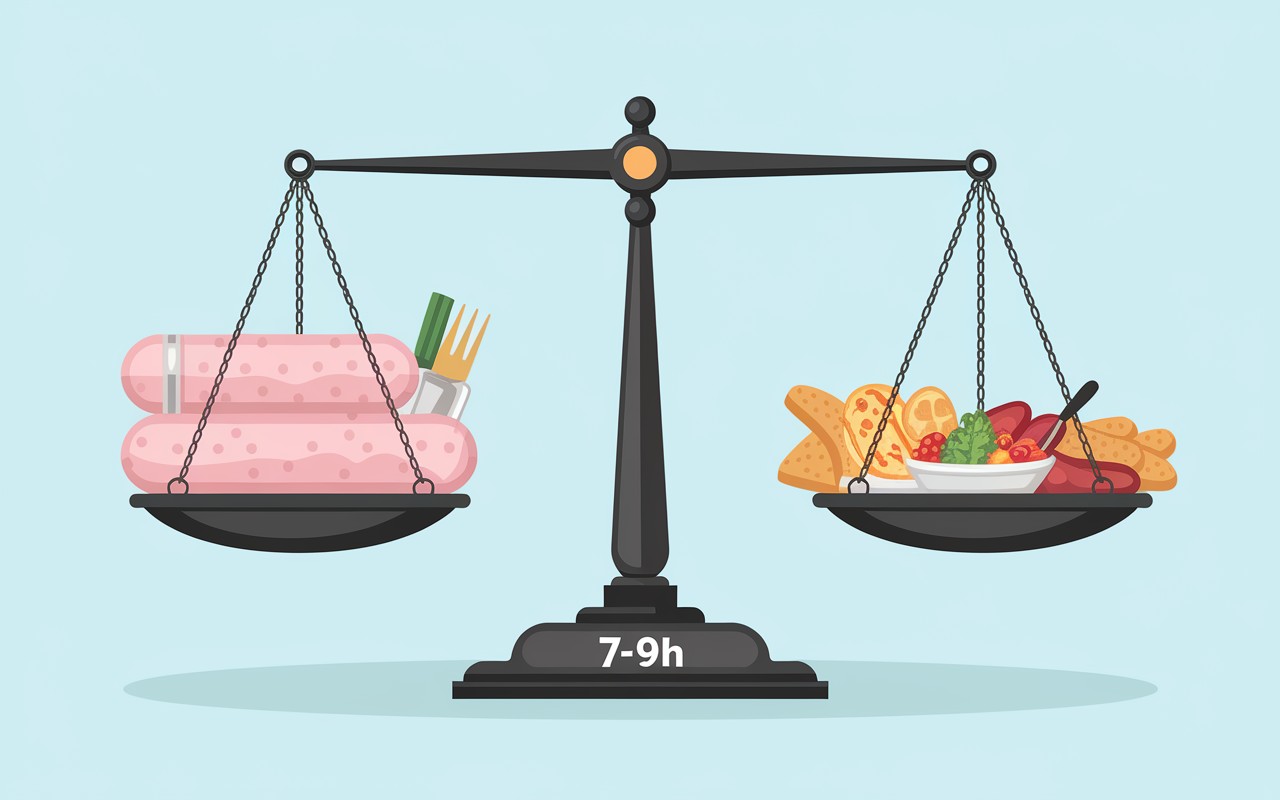 Infographie sommeil perte poids balance oreiller 7 9h