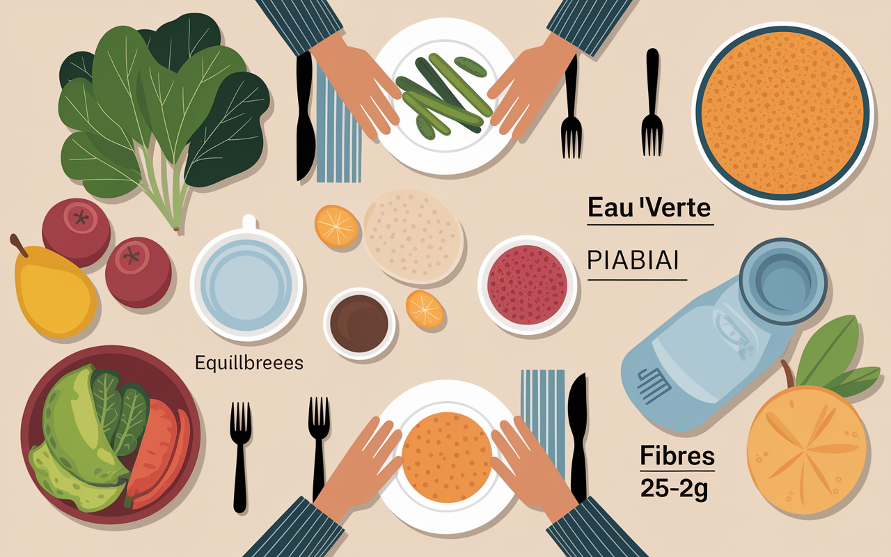 nutrition ventre plat aliments sains eau