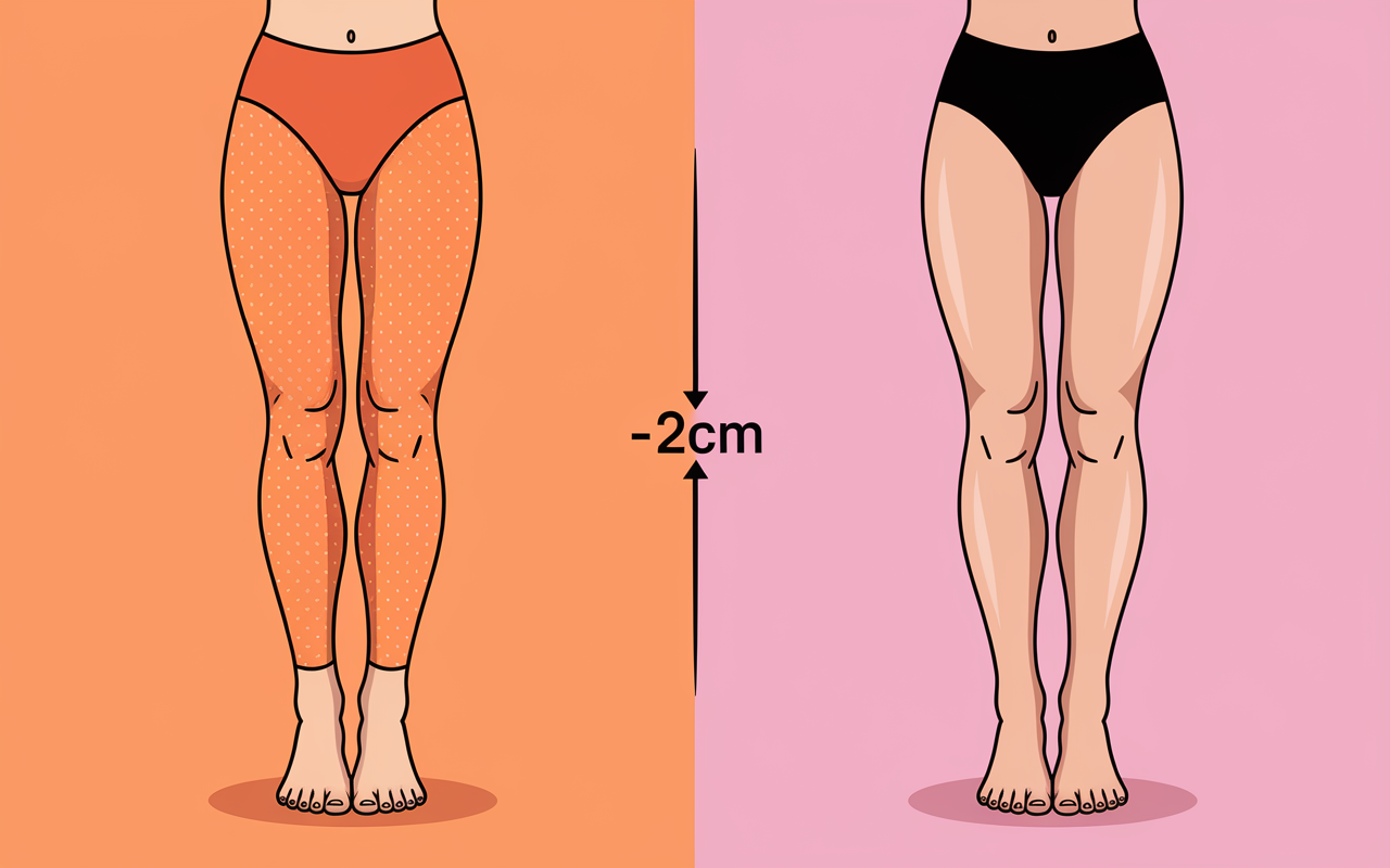 avant apres jambes legging anti-cellulite moins 2cm