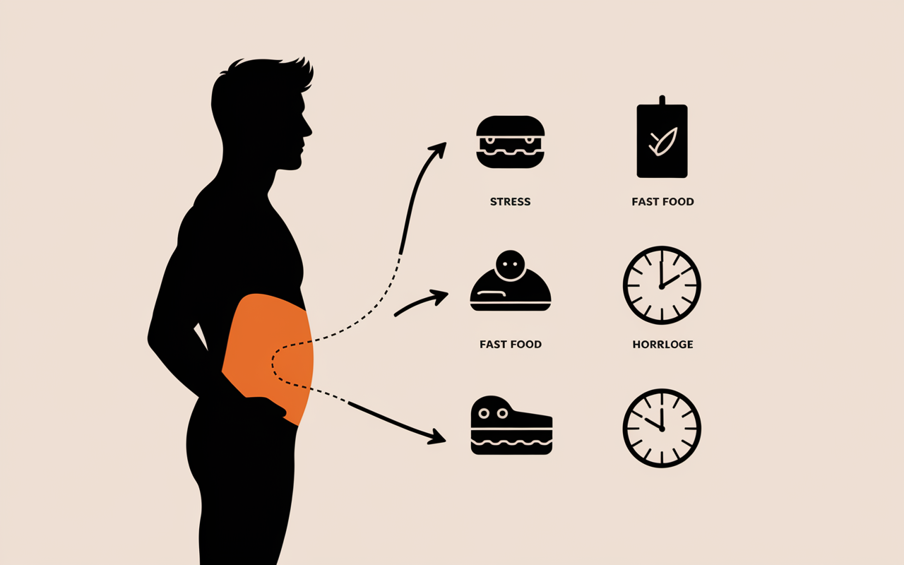 schema ventre homme abdominale stress fast food