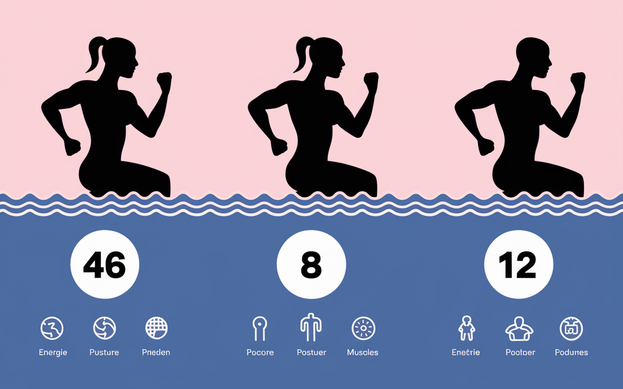 Évolution résultats physiques natation en semaines