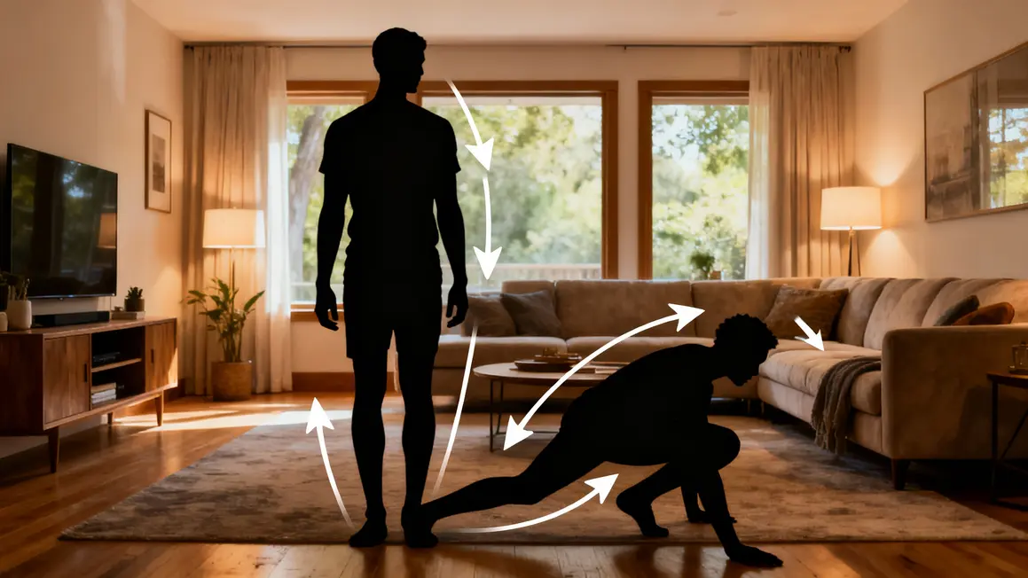 Silhouette debout accroupie illustrant bienfaits étirer fessiers