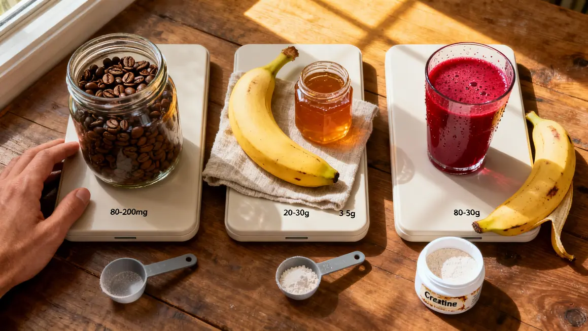 tableau visuel doses cafeine glucides creatine pre workout maison