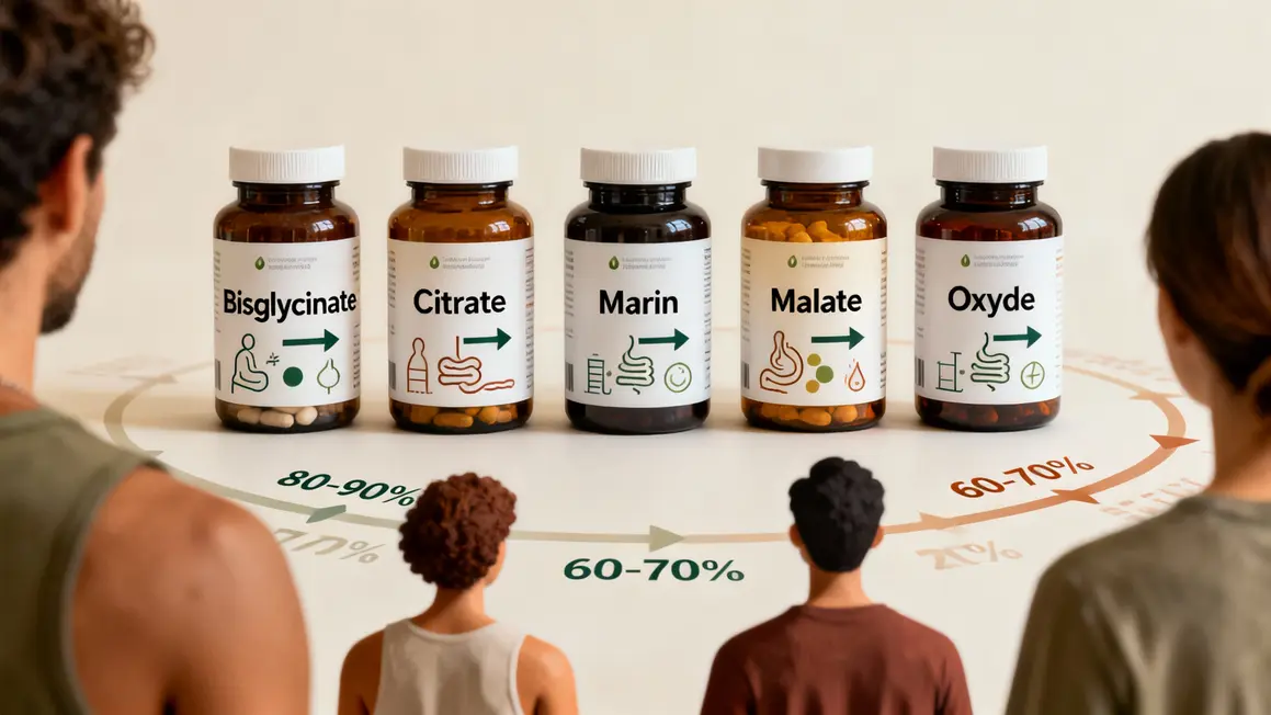 magnesium formes bisglycinate citrate marin malate oxyde