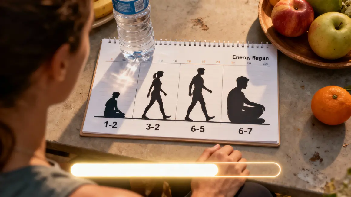 Progression physique semaine sans sucre, calendrier, énergie, fatigue