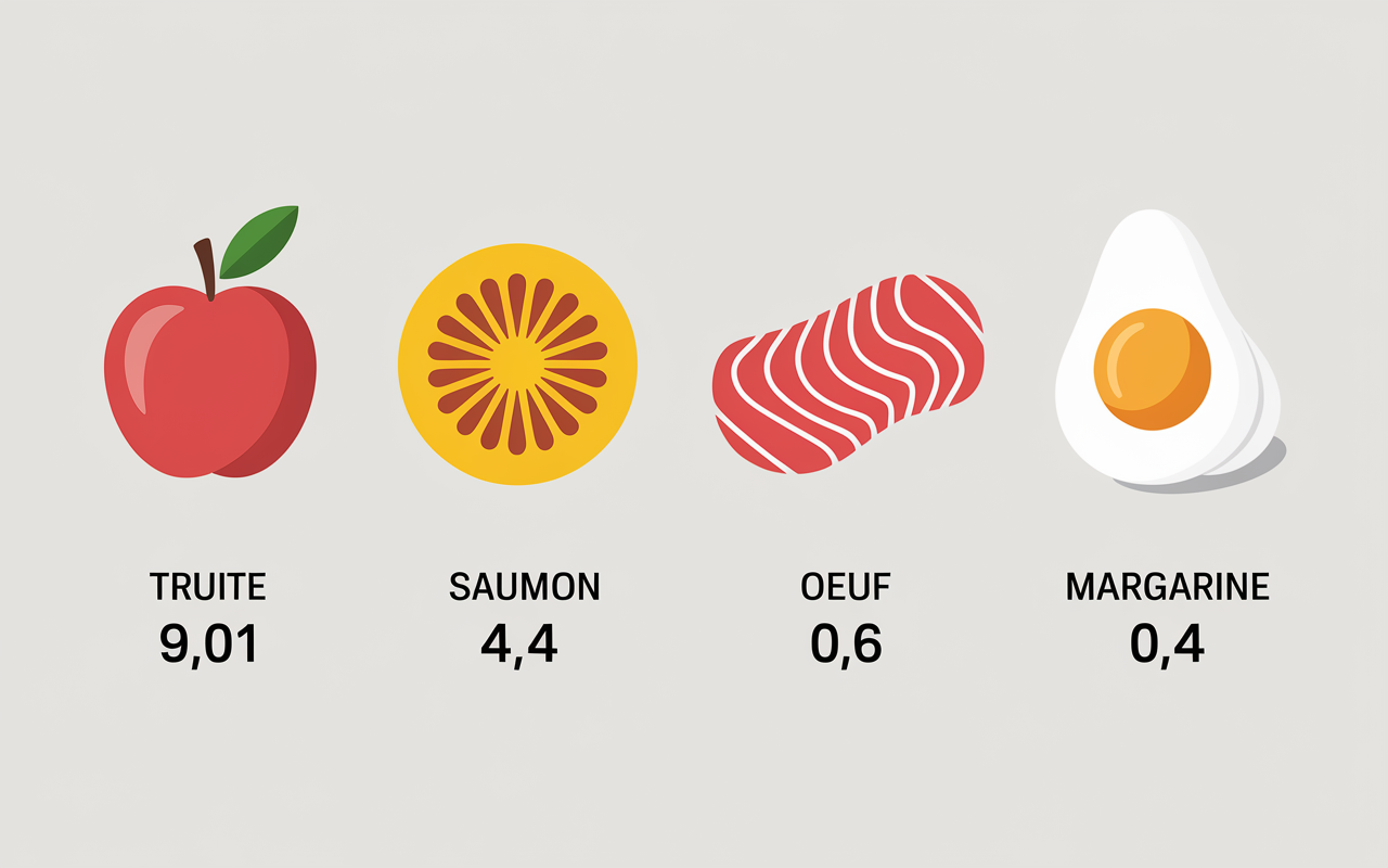 comparatif vitamine d fruits secs et aliments