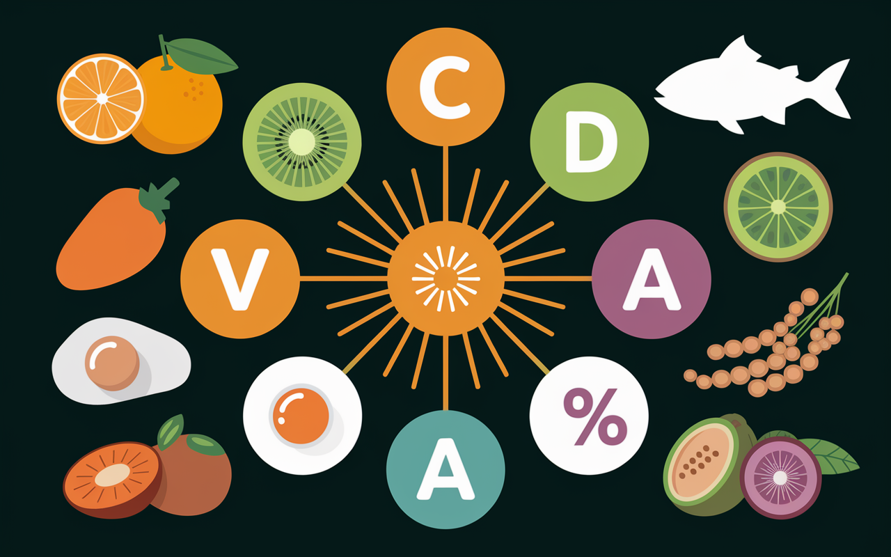 aliments et icones vitamines pour le systeme immunitaire
