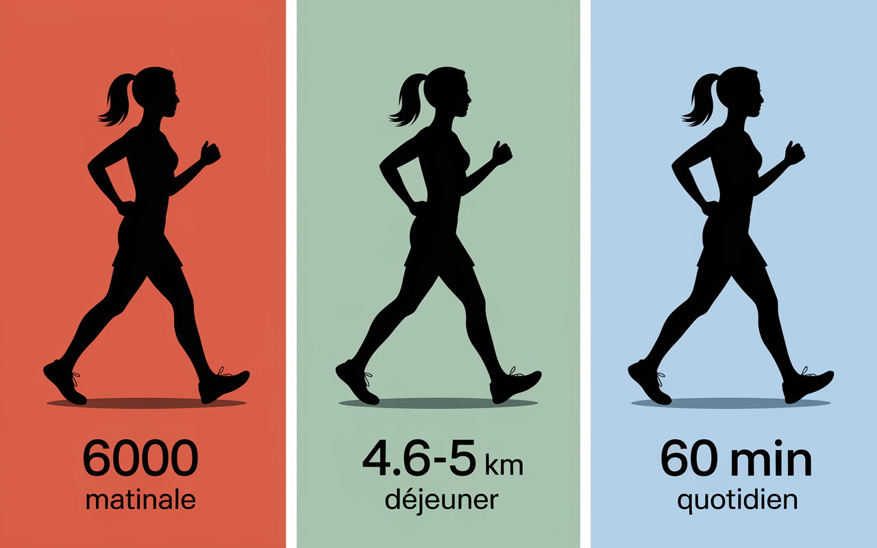6000 pas par jour trois moments marche cumul quotidien