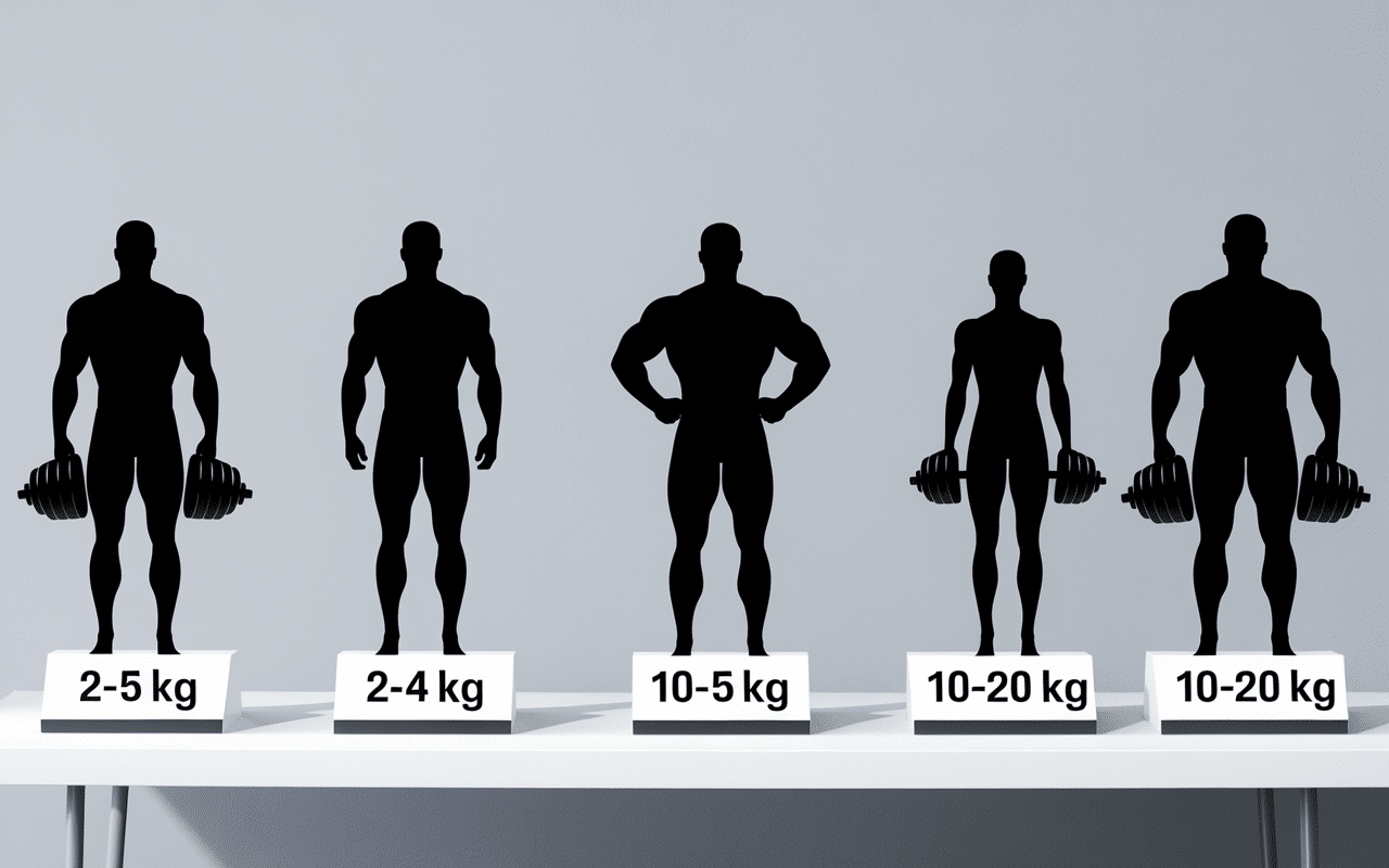 différents poid de muscu haltères sur table