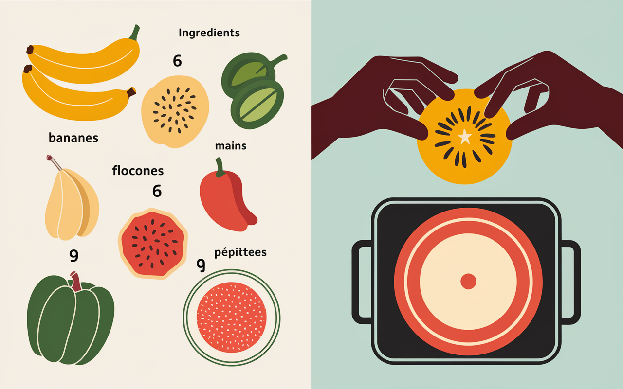Préparation étapes recette flocon d avoine banane regime cuisine