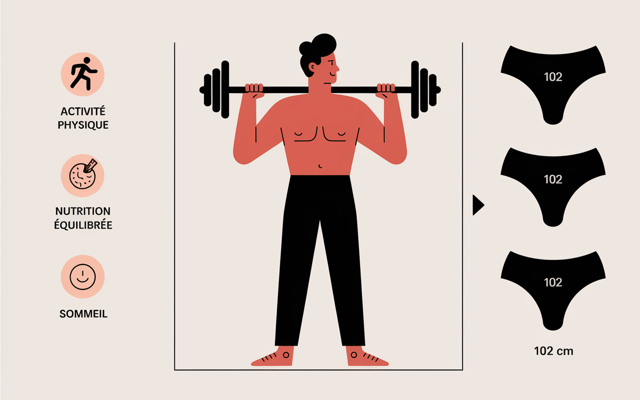 Diagramme et icones, graisse sur le ventre homme