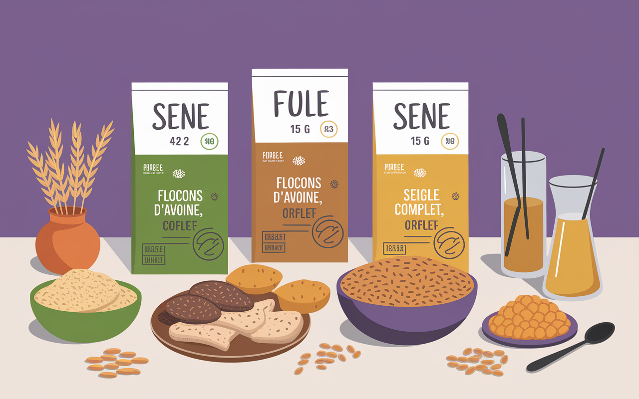 Presentation cereale riche en fibre avec quantite de fibres