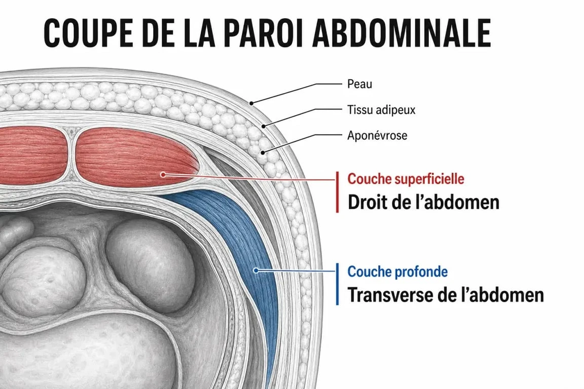 Schéma anatomique des muscles abdominaux pour un ventre plat et des abdos dessinés