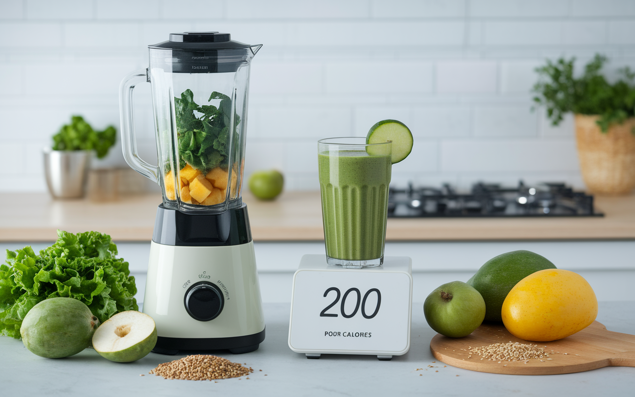 Smoothie perte de poids vert 200 calories en cuisine
