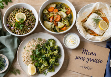 Menu semaine sans graisse : 7 jours de repas complets sans huile, beurre ni crème Menu semaine sans graisse : 7 jours de repas complets sans huile, beurre ni crème
