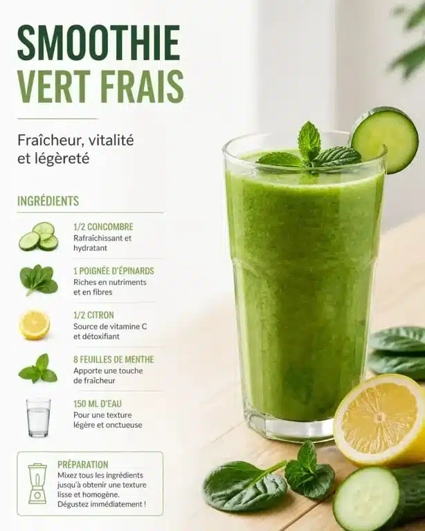 Smoothie minceur Fraîcheur Verte aux légumes frais