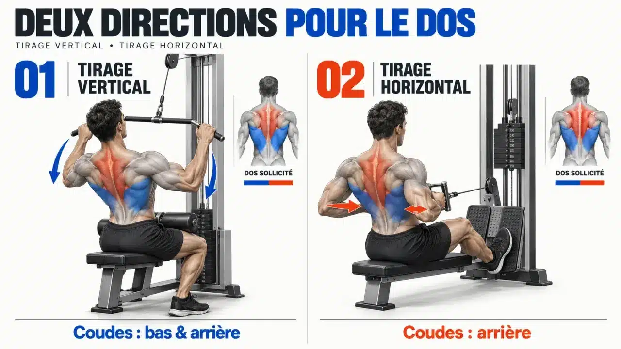 Exercices de dos en salle : différence entre tirage vertical et tirage horizontal